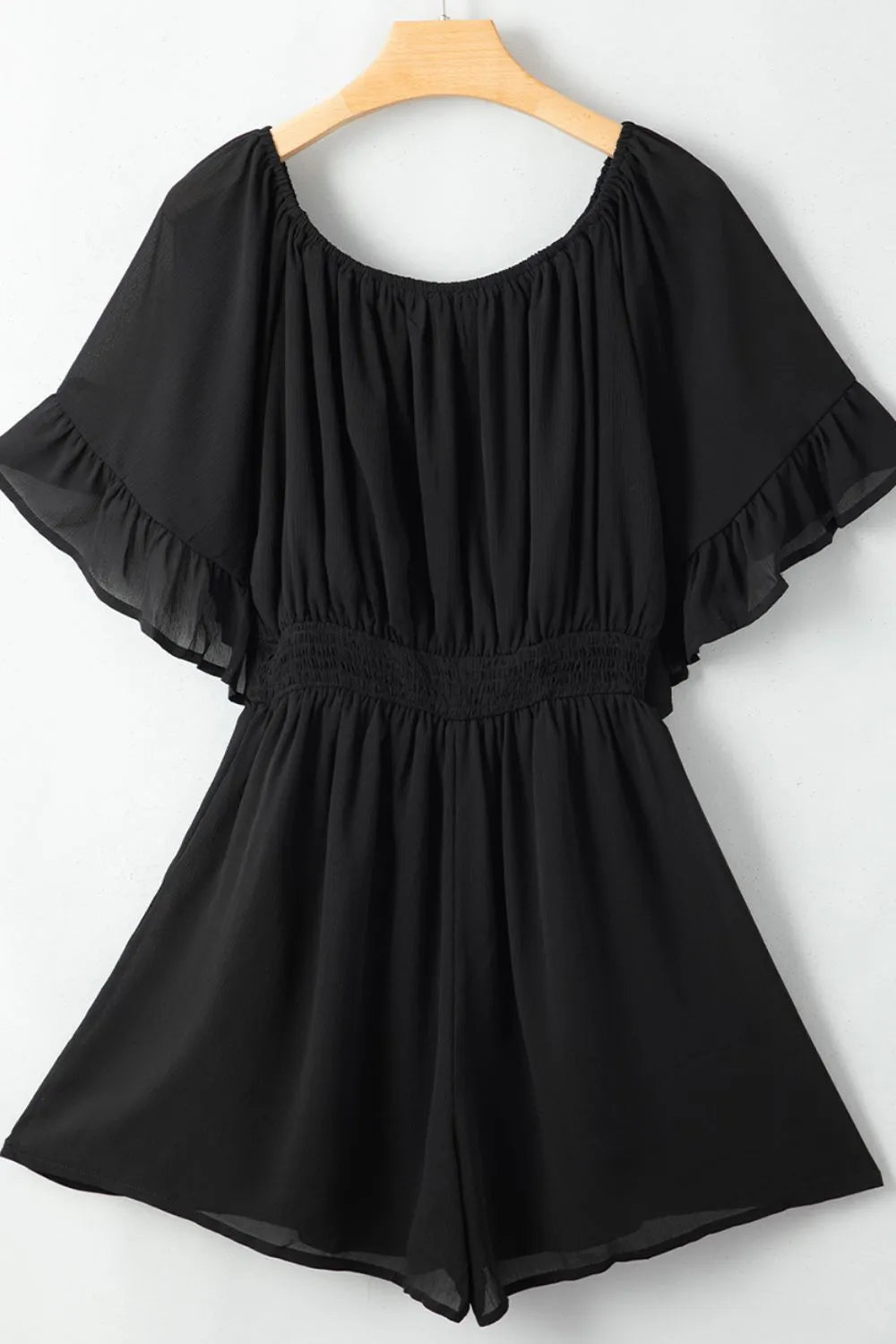 Women's Romper Black Off-Shoulder Ruffled with Elastic Waist e8635565-4e12-4da3-95e1-cbb21383c1bd-Max-Origin Trendsi