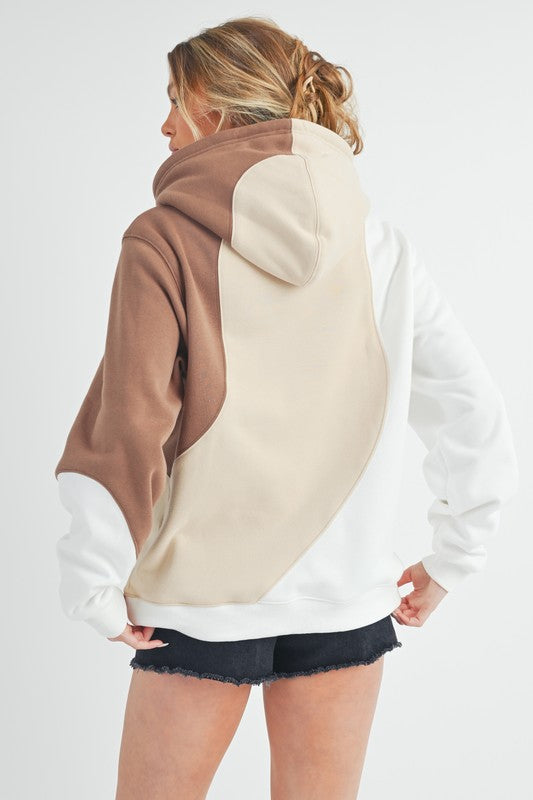Aemi + Co Hoodie Sand Color Block with Kangaroo Pocket Long Sleeve e8663b31-1381-45e4-af88-bd55e117feb9-Max Trendsi