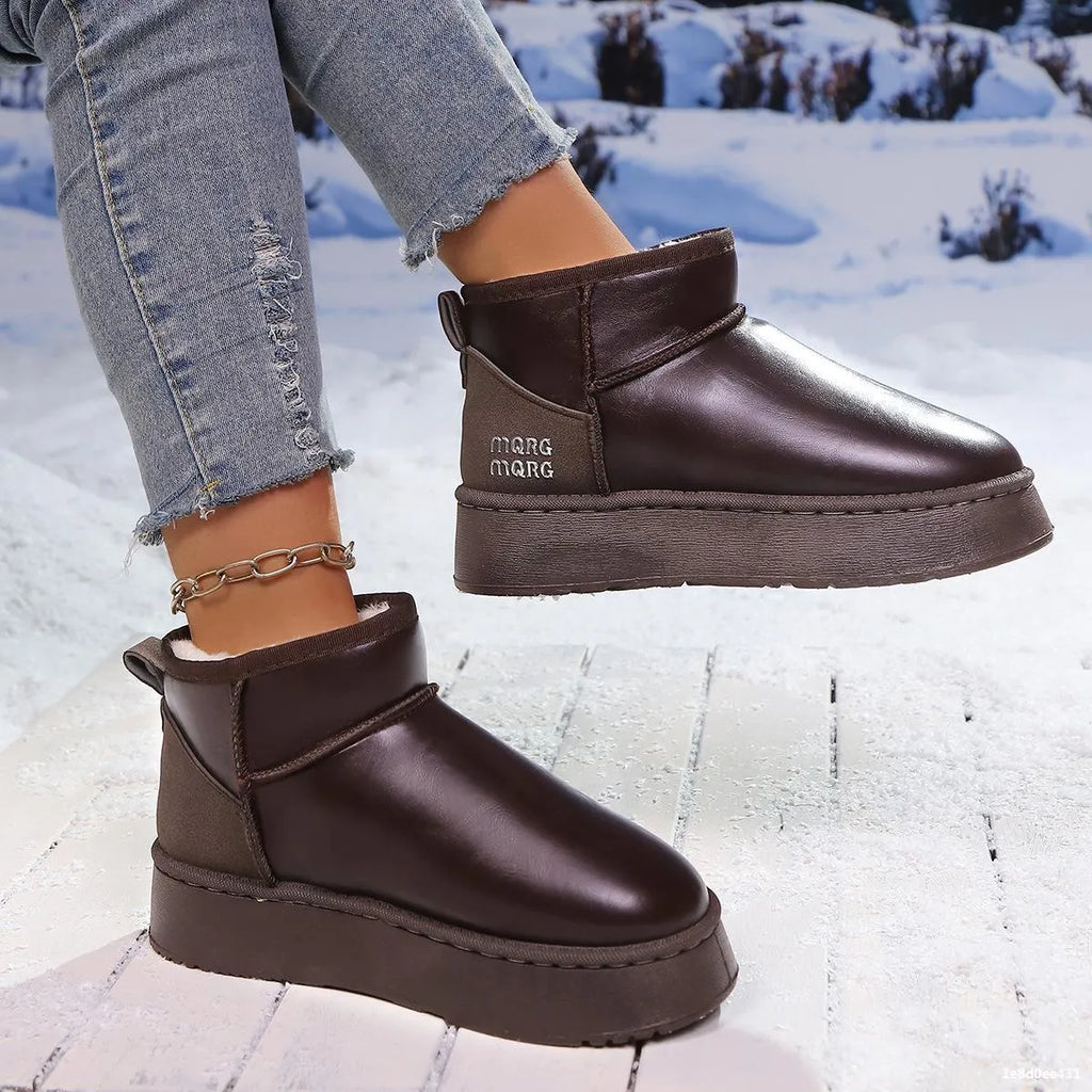 Women's Ankle Boots Pu Leather Faux-Fur Platform Flats e86699747b154469a1952896651c735e-Max-Origin Trendsi