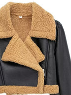 Women Faux Leather Cropped Jacket Collared Neck Long Sleeve Plush Lined e86c0814-8e67-4add-9d92-8302ecc968ce-Max Trendsi
