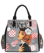 Nicole Lee USA Handbag Black Eco-Leather Fashion Print with Side Pockets e89c688f-12ad-4af7-950b-70e1a6f517f0-Max Trendsi