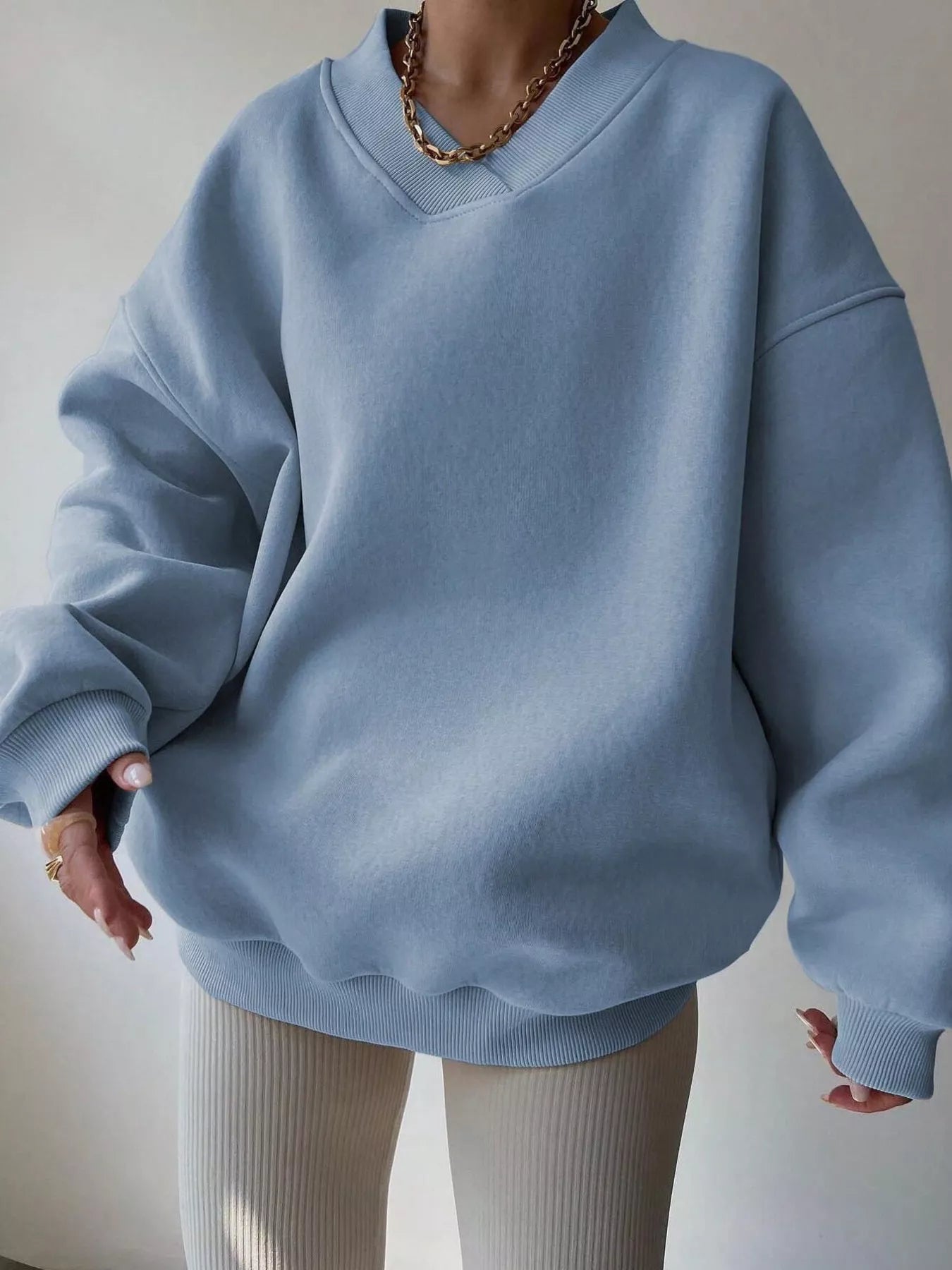 Women's Sweatshirt Dropped Shoulder Long Sleeve Oversized Pullover Blue e8a2b664b75a4ecb928a17a593838074-Max-Origin Trendsi