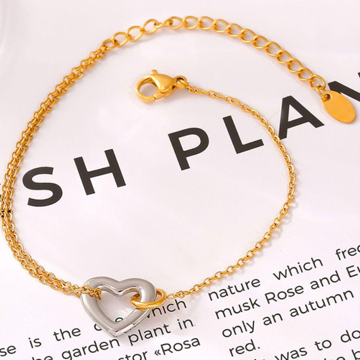 18K Gold-Plated Heart Bracelet Stainless steel Chain