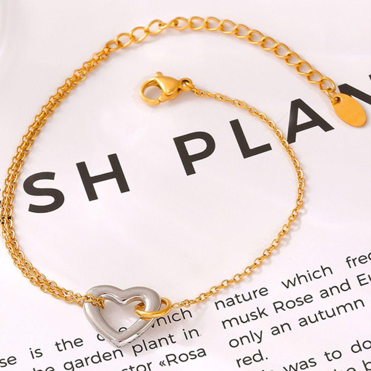 18K Gold-Plated Heart Bracelet Stainless steel Chain e8aca7e5-0158-485e-b26d-b47d6dbdf3ea-Max Trendsi