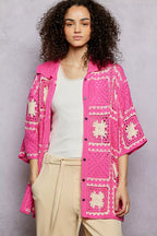 POL Crochet Shirt Pink Multi Openwork Floral with Granny Square Pattern Top PINK MULTI One Size e8adaa4f-fa68-434c-8434-7f203752e86c-Max-Origin Trendsi