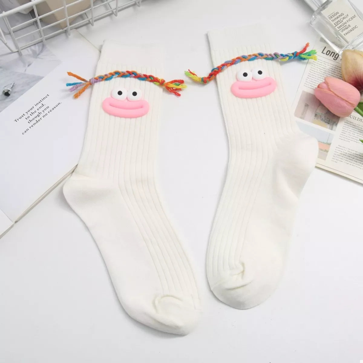 Women's Crew Socks Cotton Cartoon Ribbed Knit Funny White A One Size e8f0bf23-d990-43c0-a060-280d2f3b9d3b-Max-Origin Trendsi