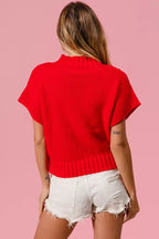 BiBi Valentines Sweater Red Rib Top White Banded Heart Pattern e929652add814ac2a031dc2813cc75e3-Max-Origin Trendsi