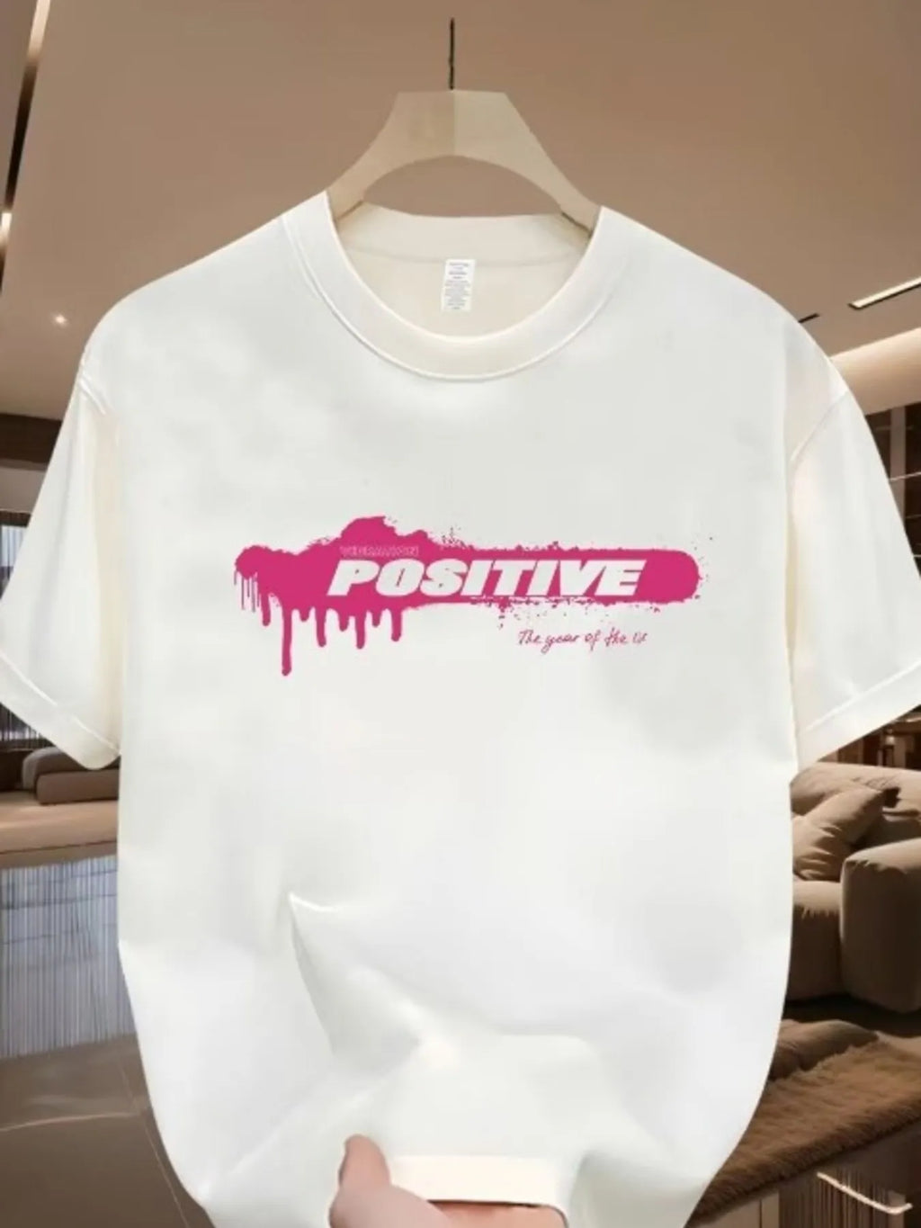 Men's Cotton T-Shirt Positive Letter Round Neck Short Sleeve Plus Size S-5XL e929980f4ed3415a9940a24d5959b324-Max-Origin Trendsi