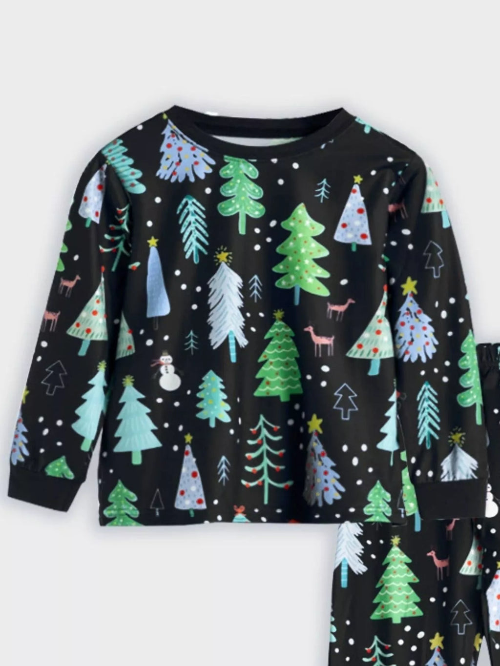 Children's Pajama Set Christmas Tree Print Colorful Top and Pants e92eefda-ff1a-409f-84af-27a13dcd4c53-Max-Origin Trendsi