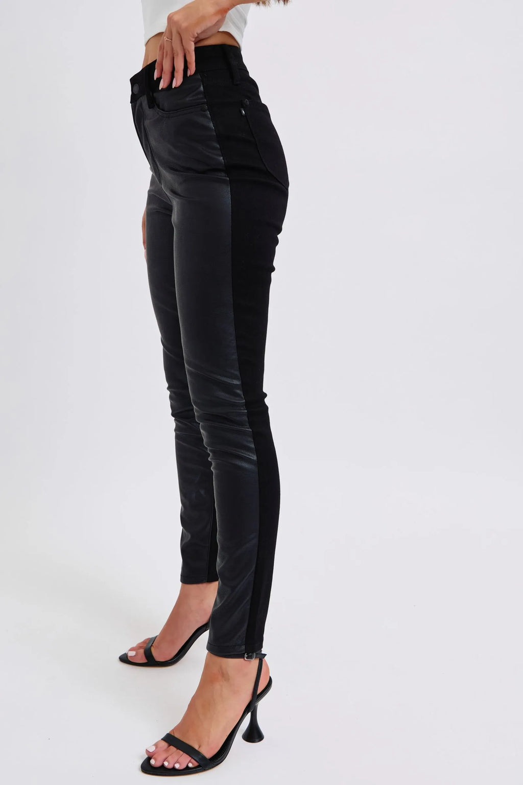Judy Blue Faux Leather Skinny Pants Black High Waisted Ankle Trousers e92ef347-6ad5-43f4-9815-c5cbbf7794c8-Max-Origin Trendsi