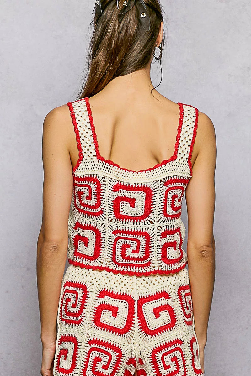 POL Handmade Crochet Cropped Tank Ivory Red with Granny Square Pattern e9643d91-ba50-4aee-803c-b22877475e03-Max-Origin Trendsi