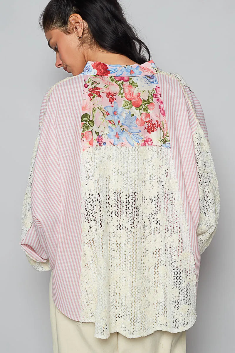 POL Shirt Blush Pink Lace Long Sleeve with Floral and Striped Pattern Top e96f47ea-ccc0-48db-932c-a7d18d382871-Max-Origin Trendsi