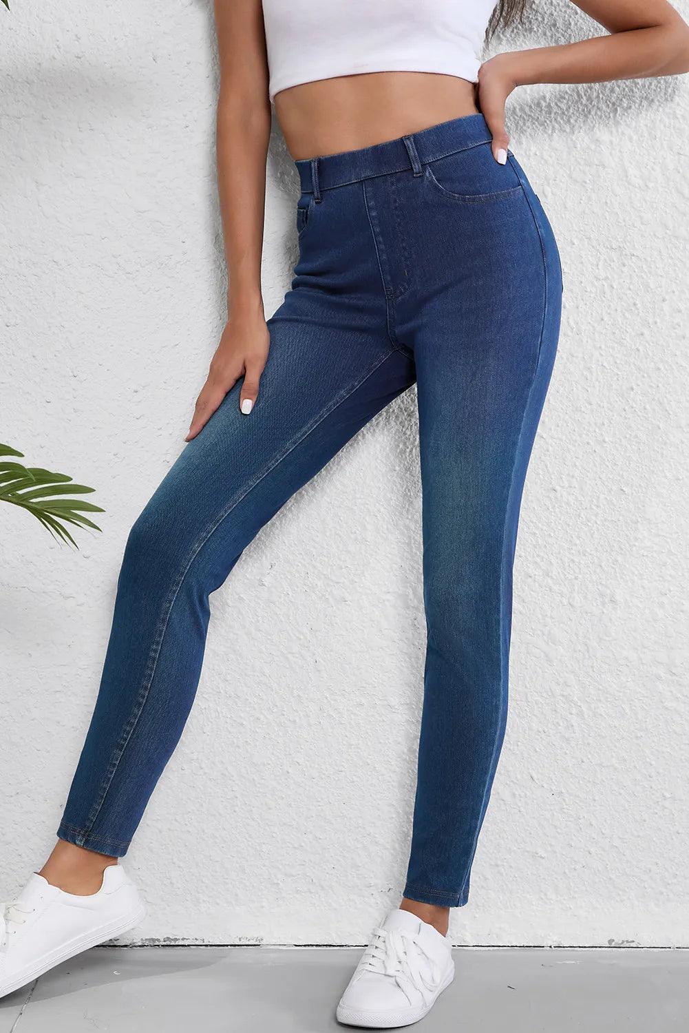 Skinny Jeans High Waist with Pockets Slim Denim Stretch Pants e98e0342-5000-4376-b501-9482749743e7-Max Trendsi