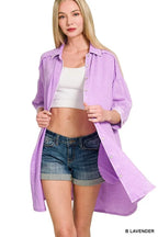 Zenana Shirt Dress Lavender Washed Double Gauze Oversized Pocketed e99dcecd9b7c4c819212b66d4ec5c41f-Max-Origin Trendsi