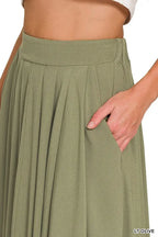 Zenana Crop Tee and Skirt Set Woven Crinkle Gauze Light Olive Two-piece e99debd30f454ac781077b763d95c381-Max-Origin Trendsi