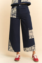 Davi & Dani USA Wide Leg Jeans Lace Applique Dark Blue Women Denim Pants e9a1d7af-4c86-4d77-bc92-c6c221982868-Max Trendsi