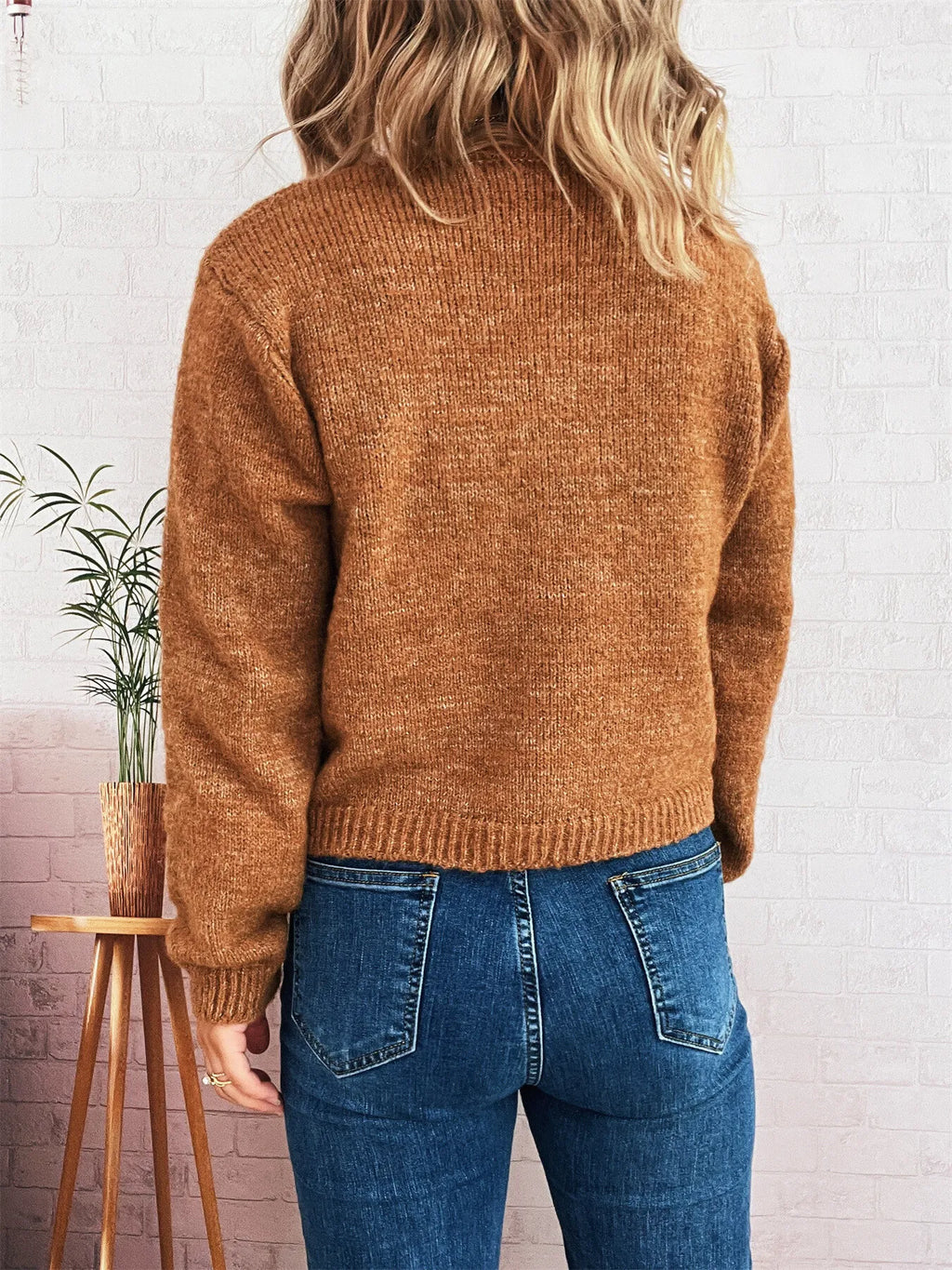 Women's Cardigan Colorful Button-Up Ribbed Hem with Chest Pocket e9c66d42d355419782c6a4a59dd3f327-Max-Origin Trendsi