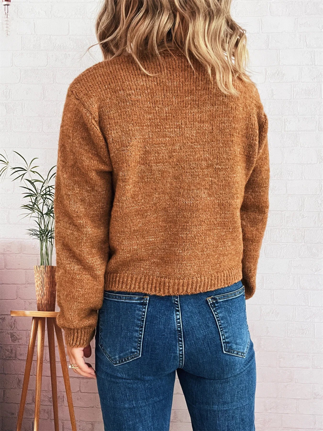 Women's Cardigan Colorful Button-Up Ribbed Hem with Chest Pocket e9c66d42d355419782c6a4a59dd3f327-Max-Origin Trendsi