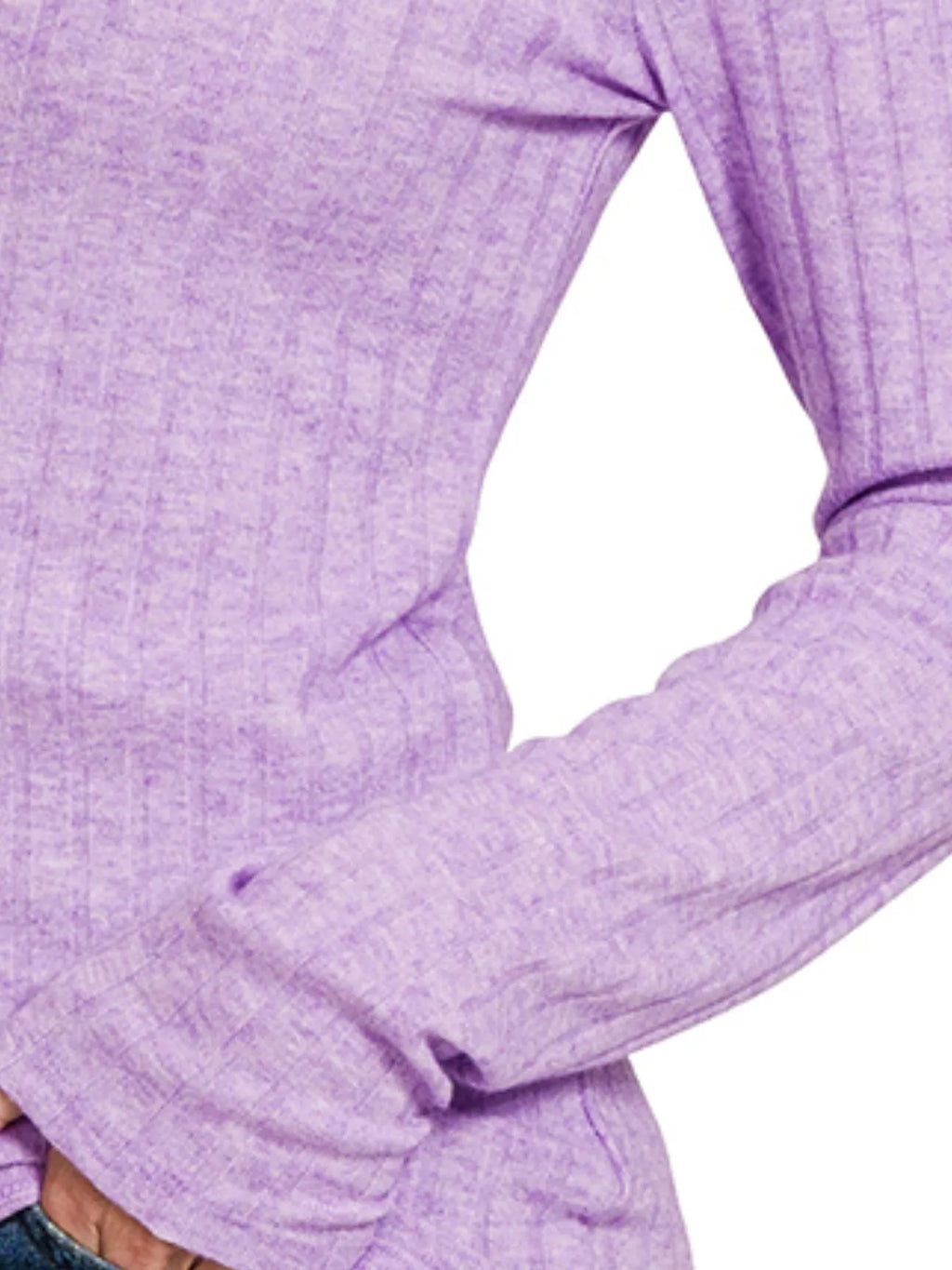 Zenana Womens T-Shirt Lavender Ribbed Long Sleeve Round Neck Top e9cfdc82-70ad-412e-831d-6df3120b746a-Max-Origin Trendsi