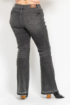 Judy Blue Gray Jeans Mid Rise Washed Release Hem Flare Tummy Control e9d16b6c-97eb-4cd9-9ca0-e70487fbd9ec-Max-Origin Trendsi