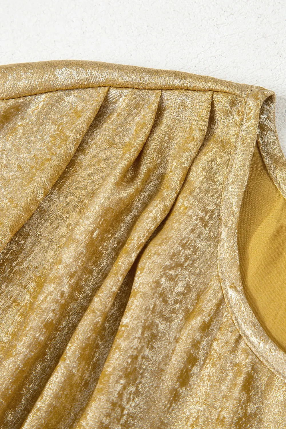 Women's Blouse Metallic Gold Short Sleeve Casual Top e9f82994-2b91-48c2-9a7d-902b07dbd9ea-Max-Origin Trendsi