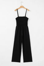Jumpsuit Black Smocked Spaghetti Straps Wide Leg Overall e9faf55b-3312-48a7-bd15-2901ca662992-Max Trendsi