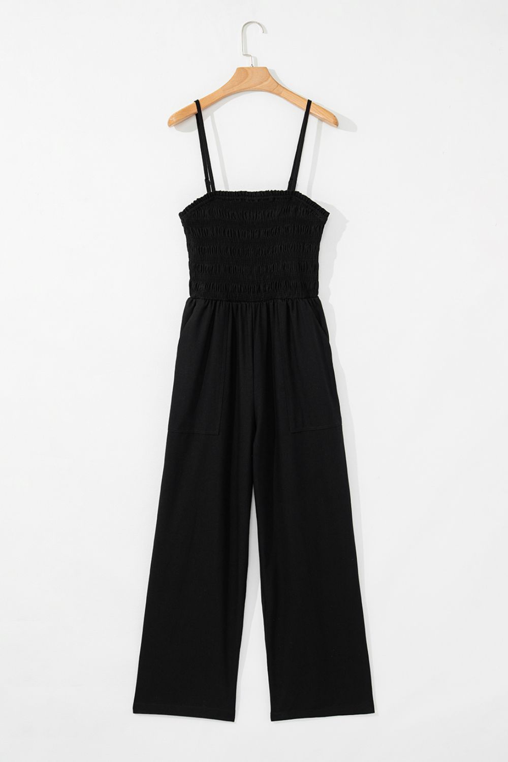Jumpsuit Black Smocked Spaghetti Straps Wide Leg Overall e9faf55b-3312-48a7-bd15-2901ca662992-Max Trendsi