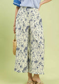 Umgee Floral Print Pants Blue Two Tone Women Trousers BLUE e9fc9044-9d9d-4702-a5c5-358f6376dd7d-Max-Origin Trendsi