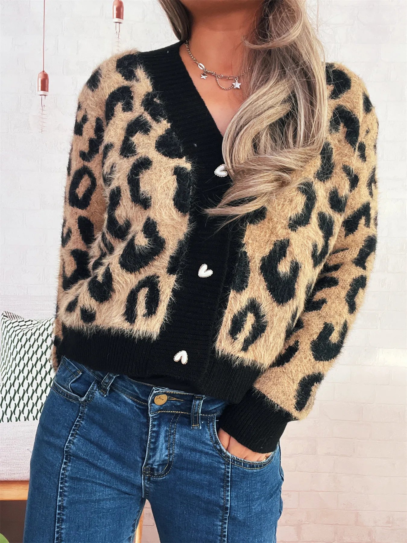 Women's Cardigan Leopard Fuzzy Button Up Long Sleeve ea01cde9be724a6185c5a4def04e4af0-Max-Origin Trendsi