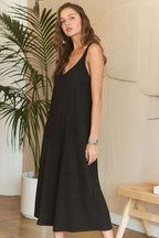 ADORA Jumpsuit Black Textured Wide-Leg Strappy Pocketed Overall ea2e946a-94d7-4ddf-8021-ebe124502d2c-Min Trendsi