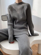 Women Sweater Set Mock Neck Raglan Sleeve Top and Pants 2 Pcs Set ea322765-687d-4a0a-af36-c5f62f24f225-Max Trendsi