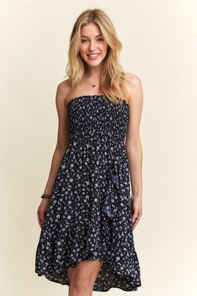 ADORA Floral Dress Navy Smocked Tube Strapless with Pockets ea4e351d-8694-4f41-ac97-869fb363ec15-Min Trendsi