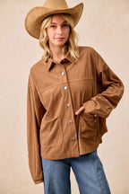 BiBi Corduroy Womens Shacket Camel Relaxed Fit with Back Pleat ea55c6794bf344729376b533c698a941-Max-Origin Trendsi