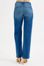 RISEN Boyfriend Jeans Women's Mid Waist Knee Distressed Straight Leg Denim ea5ca77a3b304efaa79d6374d6cfc4b8-Max-Origin Trendsi