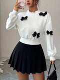 Bow Decor Dropped Shoulder Sweatshirt