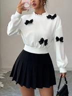 Bow Decor Dropped Shoulder Sweatshirt