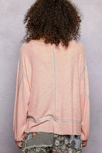 POL Womens Blouse Blush Pink Long Sleeve Exposed Seam Top with Chest Pocket ea888a00-2c27-4205-b195-3d787a9191ba-Max-Origin Trendsi