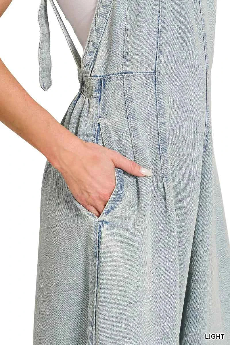 Zenana Denim Overalls Light Washed Wide Leg Cotton Jumpsuit eaae4df1a98f44d7baaa269364257cd2-Max-Origin Trendsi
