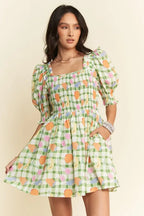 Davi & Dani Mini Dress Cotton Ruffled Colorful Fruits Printed Smocking Sage eaaf81db28dc4e4cbfed93c281ee057c-Max-Origin Trendsi