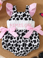 Children's Mama's Girl Cow Print Ruffle One-Piece Outfit
