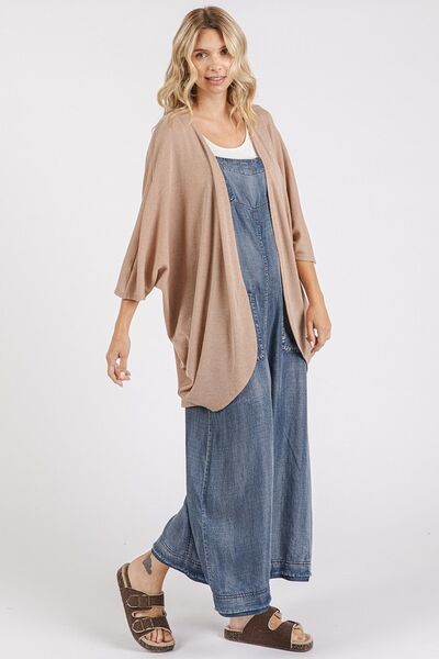 Mittoshop Cardigan Open Front Batwing 3/4 Sleeve Camel ead30f77-1130-4d41-aadd-294192dbfad3-Min Trendsi