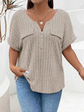 Plus Size Half-Zip Short Sleeve T-Shirt