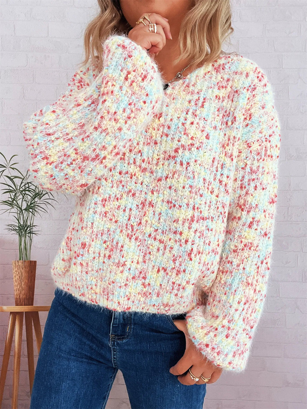 Women's Sweater Colorful Knit Oversized Long Sleeve Pullover eaf83032aaee4731be5e61cf18dd7e89-Max-Origin Trendsi