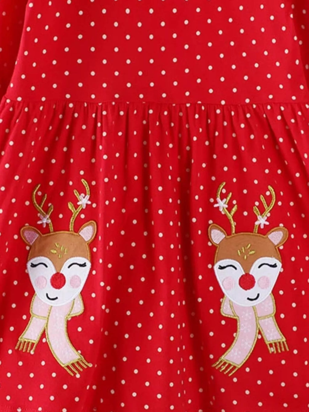 Girl's Christmas Dress Red Reindeer Polka Dot Long Sleeve with Ruffle eb04b956-d44d-4ed9-b918-71d79f9f82dc-Max-Origin Trendsi
