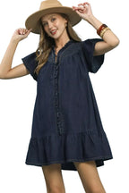 Umgee Ruffled Washed Denim Dress