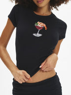 Women T-Shirt Graphic Glass Print Cotton Blend Round Neck Short Sleeve Top eb221f48-6d61-4eef-8bdf-df2ba08fc5af-Max Trendsi