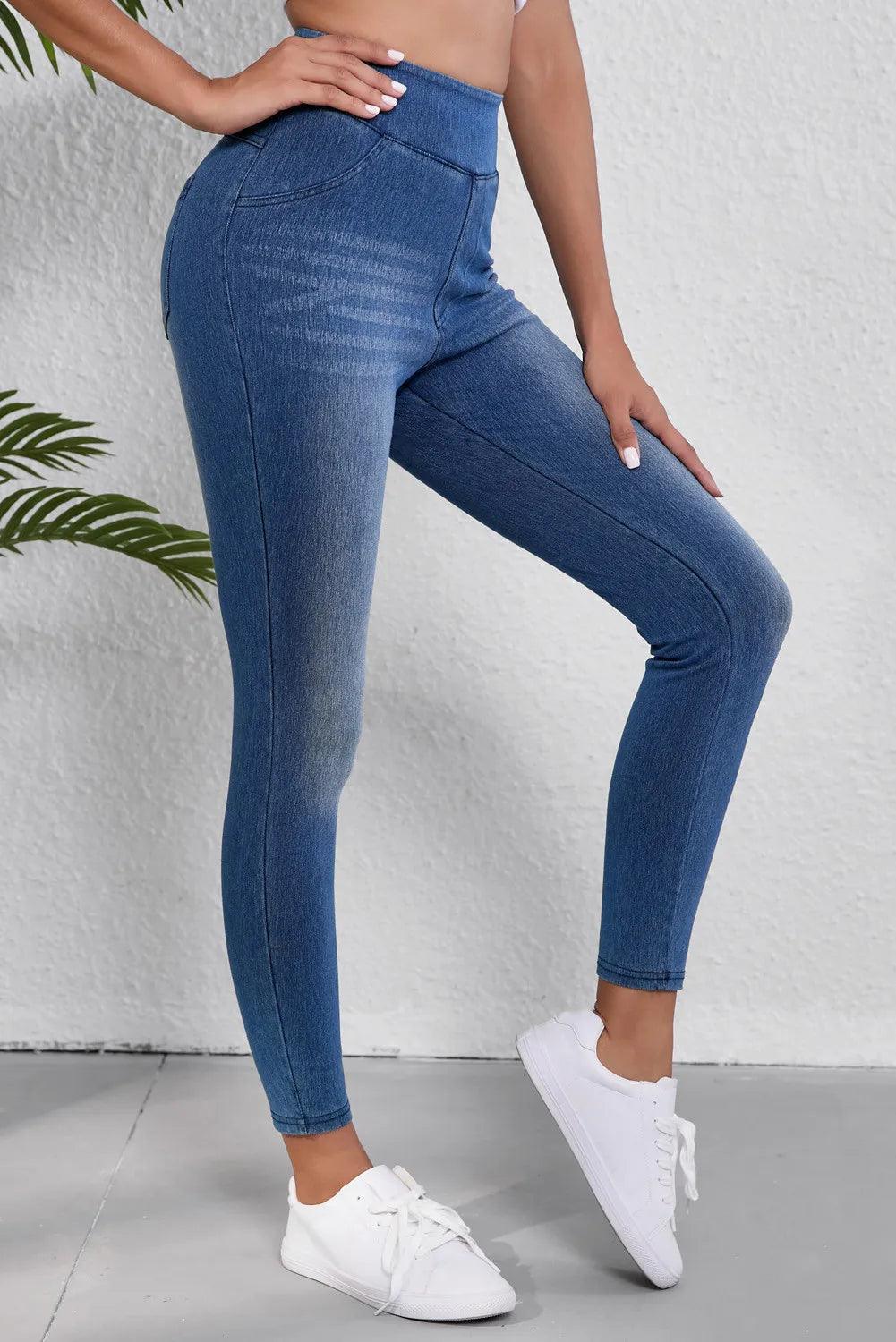 Skinny Jeans High Waist Slimming Blue Denim Pocketed Leggings eb256c31-917a-45e8-b942-bab7538cfdb1-Max Trendsi