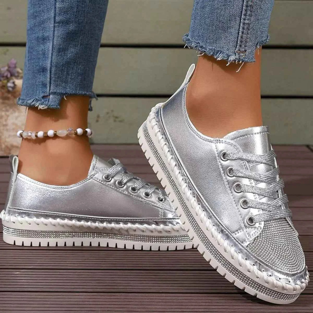 Women Sneakers Round Toe Platform Pu Leather Rhinestone Flat Shoes eb34ff3b-7d9f-4871-b092-1990572690fc-Max-Origin Trendsi