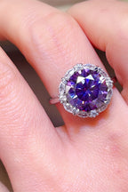 Silver Ring 5 Carat Moissanite Violet Stone Round 925 Sterling Platinum-plated eb3ed03d-ba33-4e74-83f7-45210d4dd19f-Max Trendsi