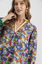 Umgee Mini Dress Boho Brown Floral Mix Print Balloon 3/4 Sleeve eb5ebd65-e1fa-42d6-86cb-c2915981d2d4-Max-Origin Trendsi